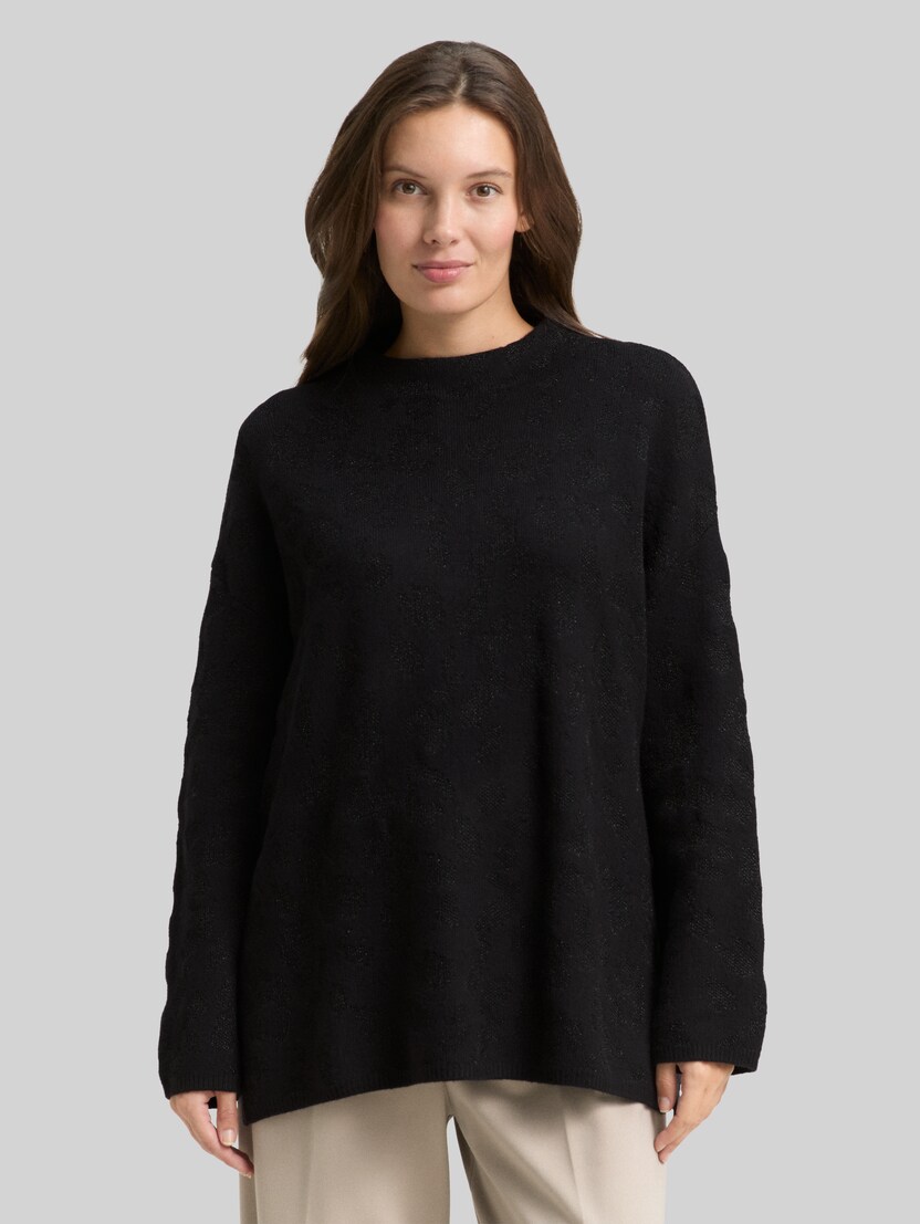 Oversized gebreide trui met glittereffect door Women, black lurex knit