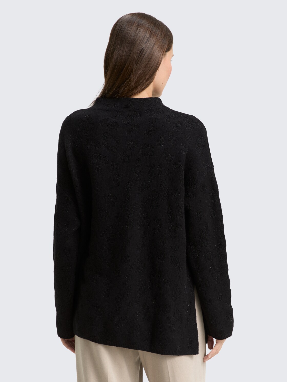 Oversize Strickpullover mit Glitzer-Effekt - black lurex knit