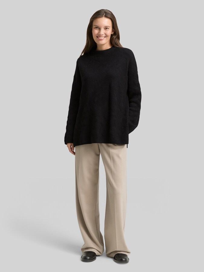 Oversize Strickpullover mit Glitzer-Effekt von Women, black lurex knit