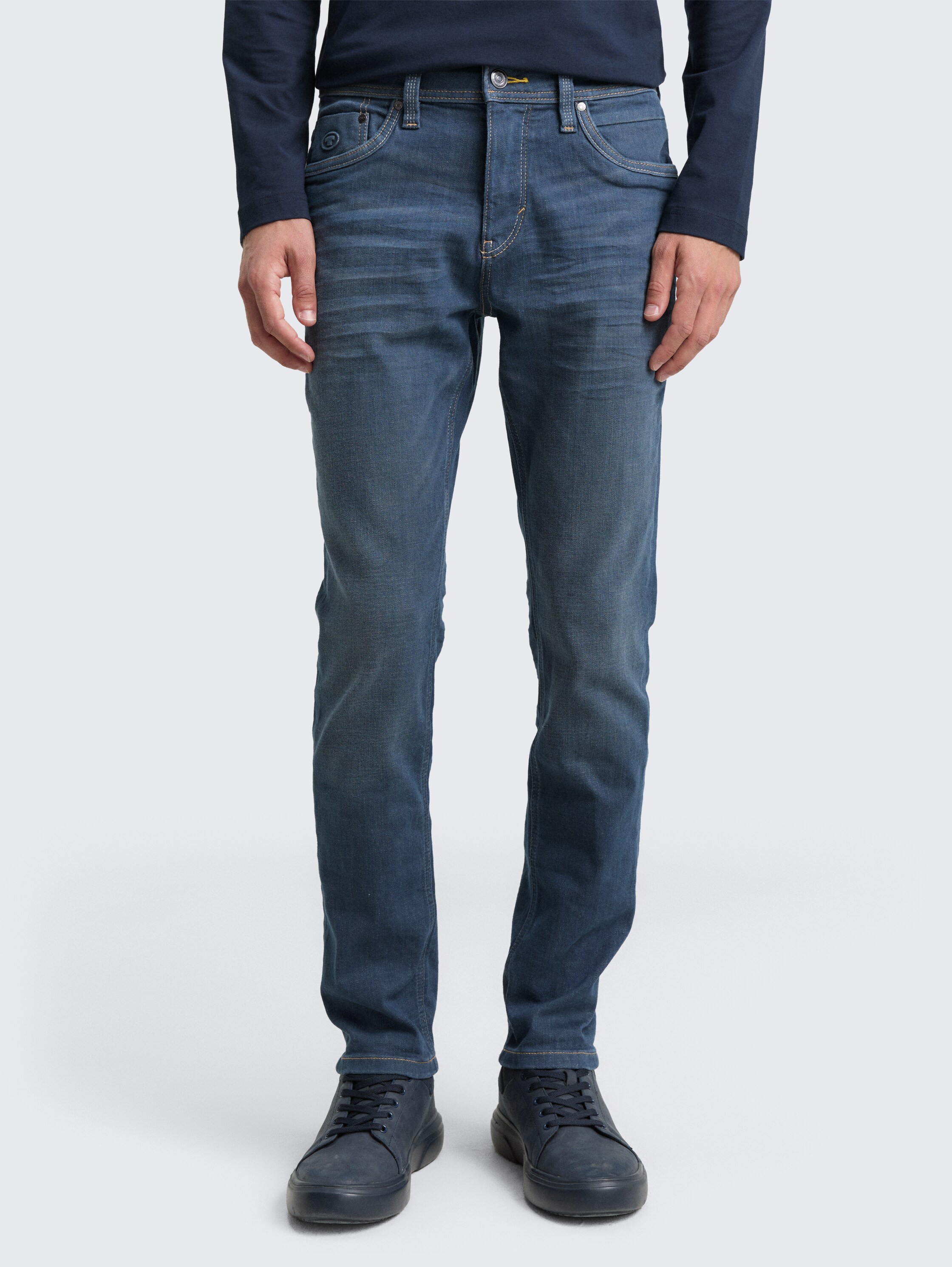 TTJOSH Regular Slim Jeans - dark stone blue grey denim - Ausschnitt Model-Vorderansicht