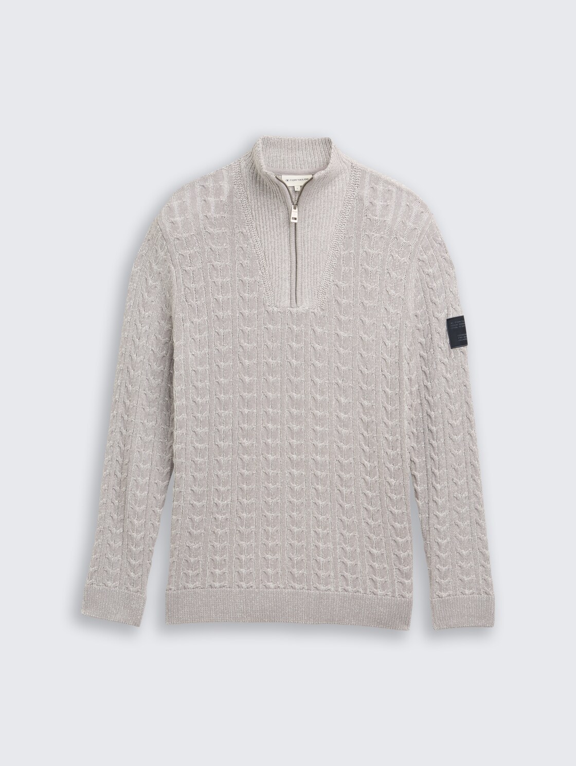 Troyer Strickpullover mit Zopfmuster - grey offwhite plated