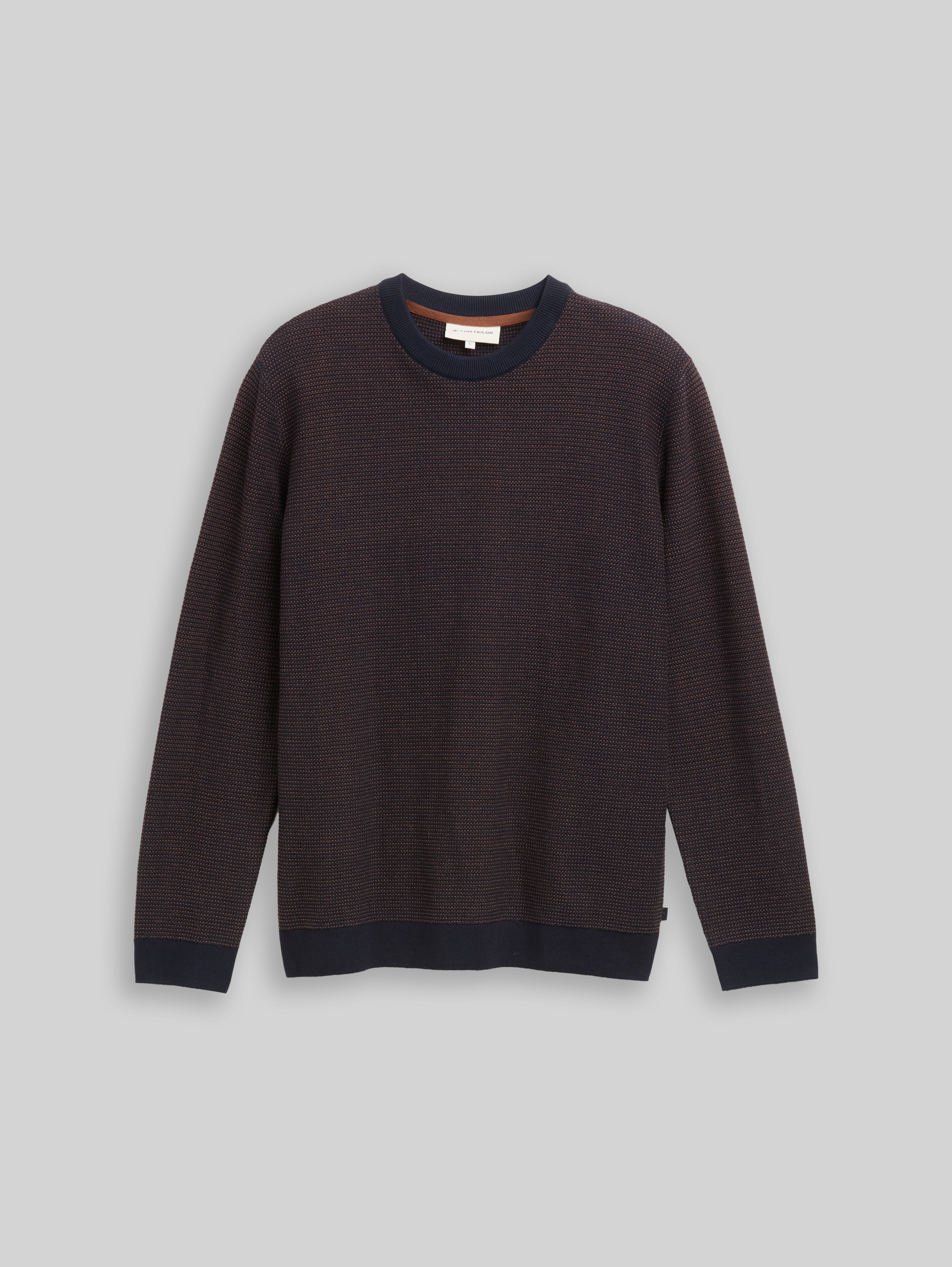 TOM TAILOR Herren Basic Strickpullover Aus Baumwolle – Regular Fit, Rundhals, Mit Logo-Stickerei