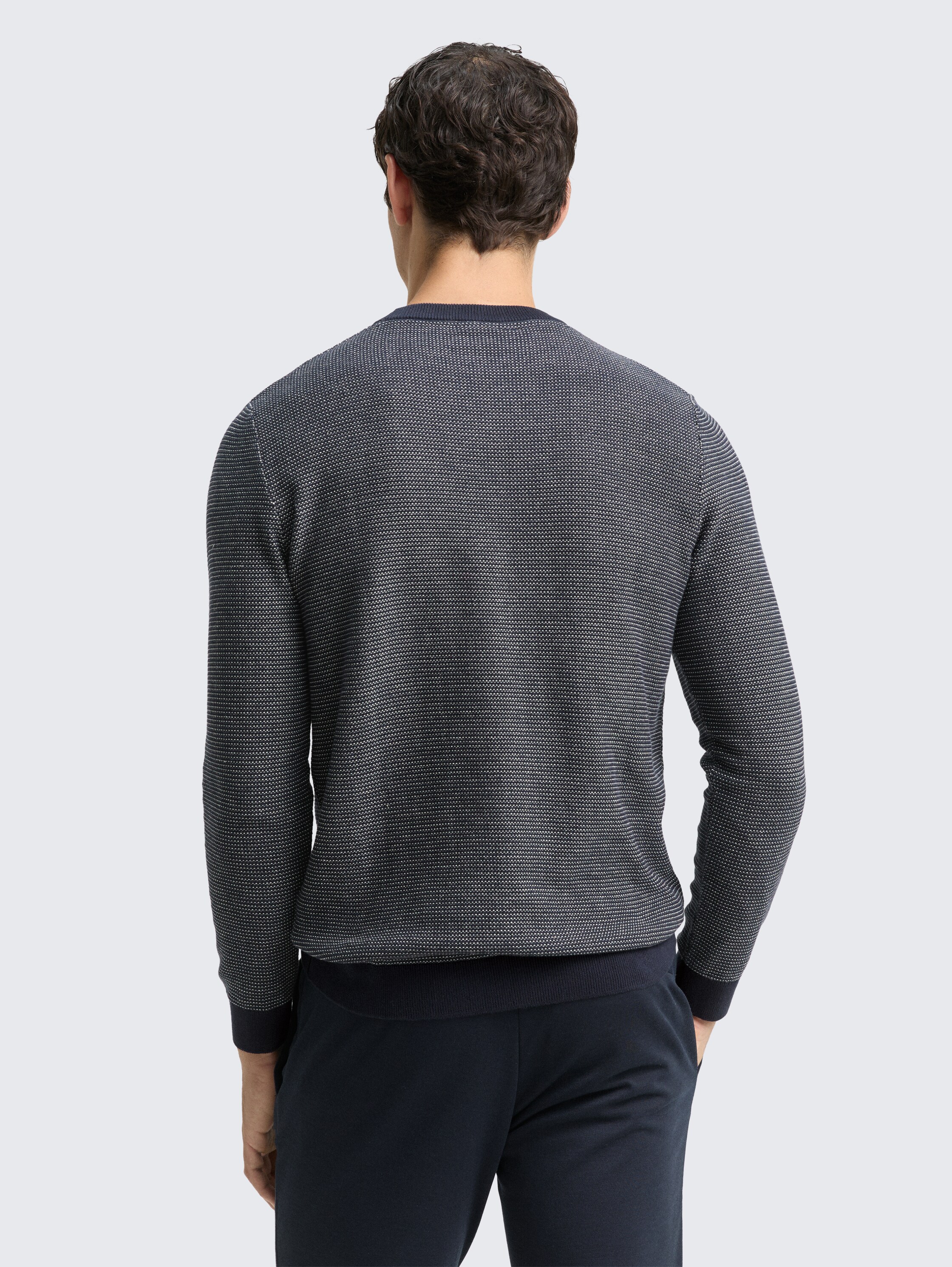 Gebreide trui van katoen - navy_offwhite_dot_stripe - 