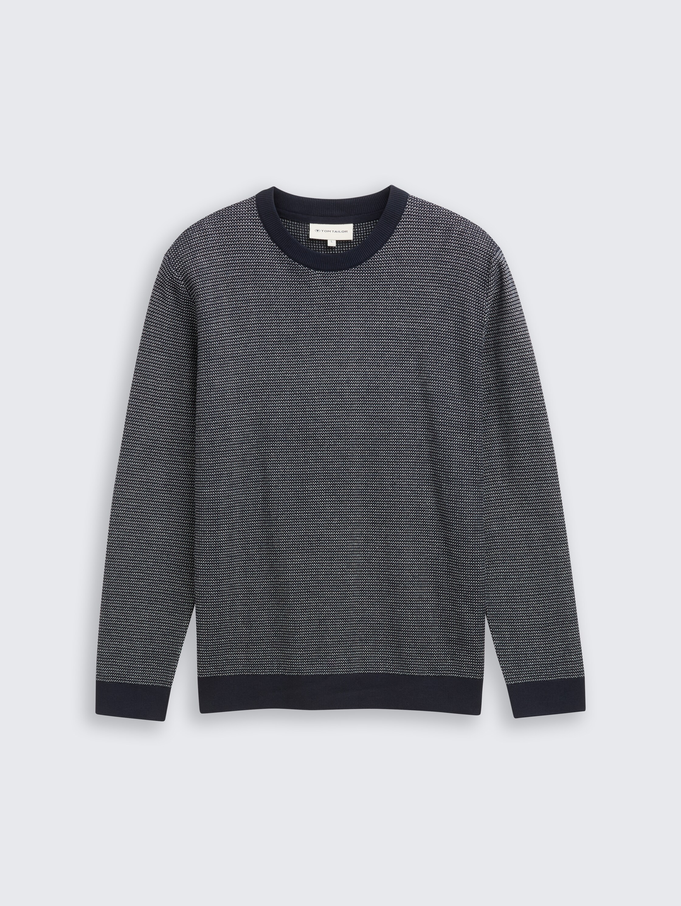 Gebreide trui van katoen - navy_offwhite_dot_stripe - 