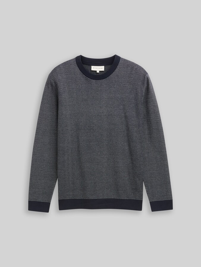 Strickpullover aus Baumwolle von Men, navy offwhite dot stripe
