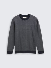 Pull en maille avec structure - navy offwhite dot stripe