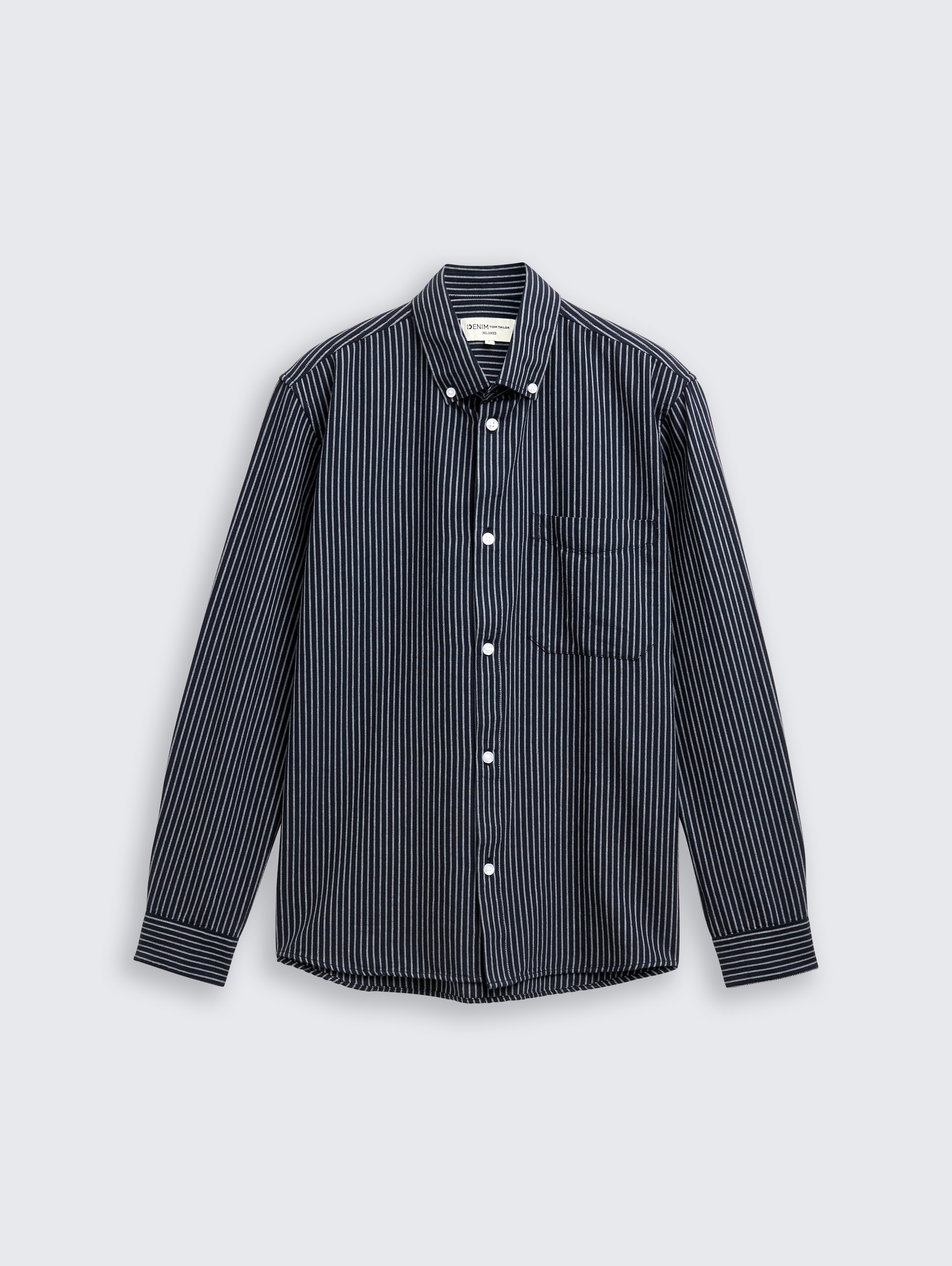Relaxed Fit Hemd aus Baumwolle - navy blue stripe - Vorder-Produkt-Ansicht