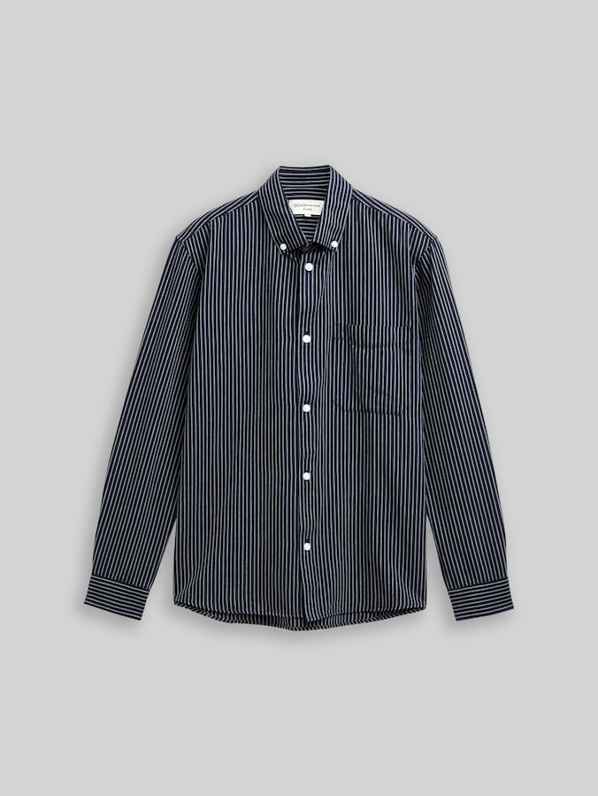 Relaxed Fit Hemd aus Baumwolle von Denim Male, navy blue stripe