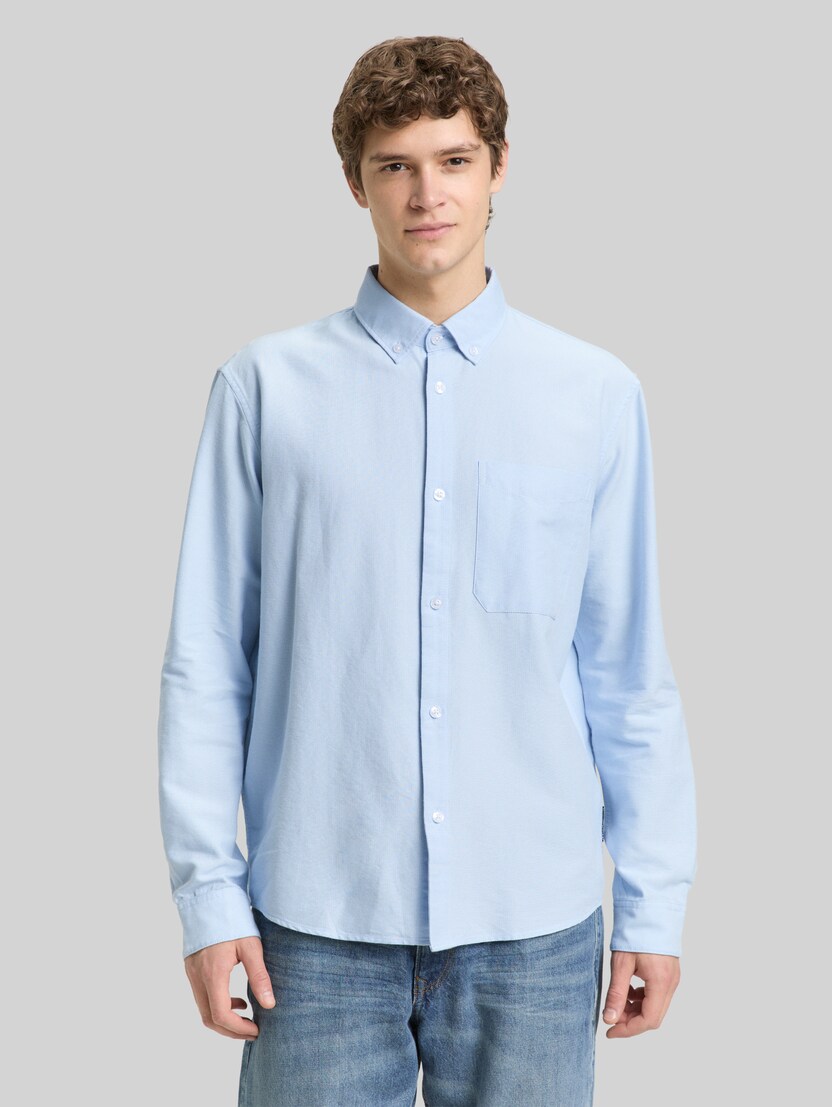 Relaxed Fit Hemd aus Baumwolle von Denim Male, light blue small stripe