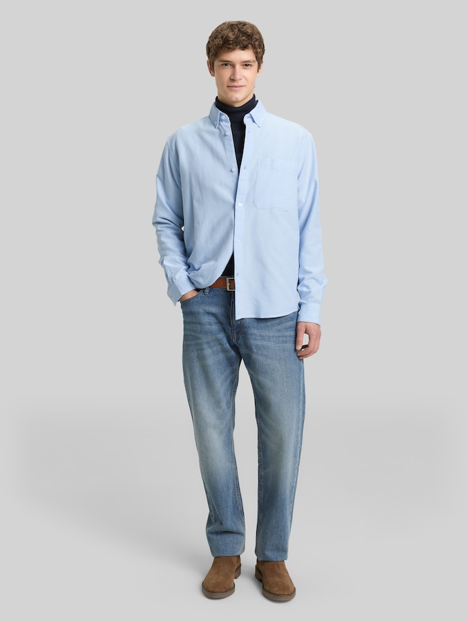 Chemise en coton coupe décontractée par Denim Male, light blue small stripe