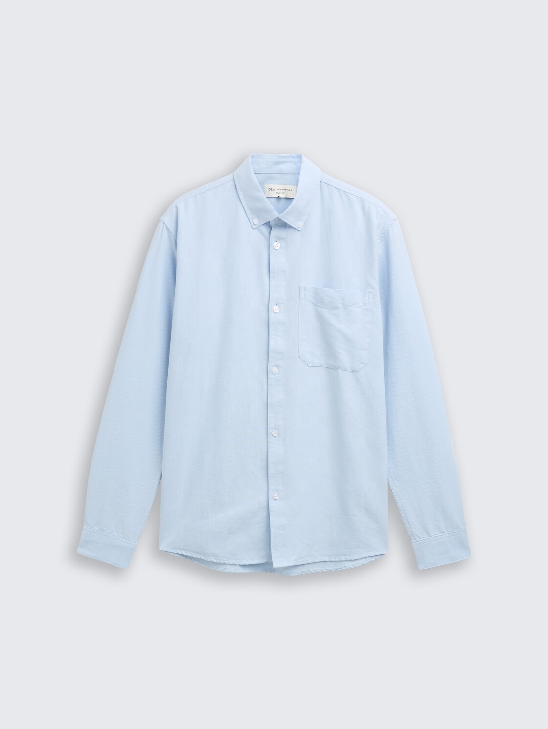 Relaxed fit cotton shirt - light blue small stripe - Front product view