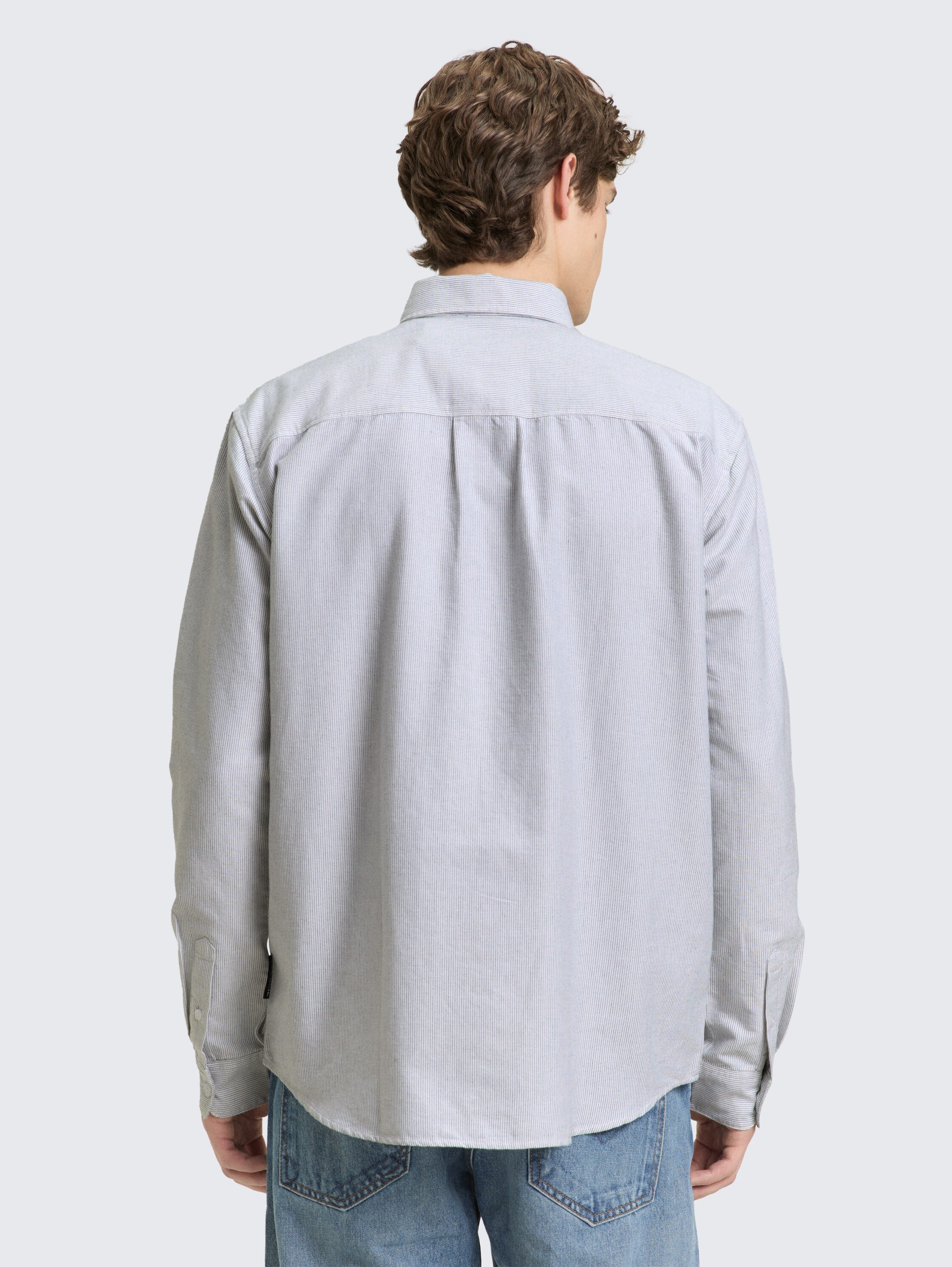 Relaxed fit cotton shirt - white_small_stripe - 