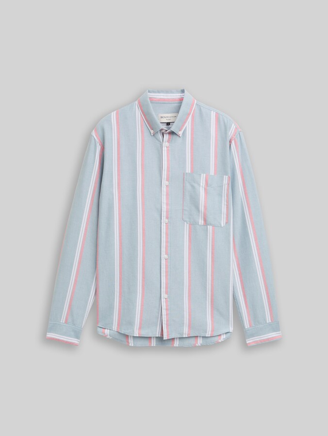 Relaxed fit cotton shirt by Denim Male, citadel blue stripe