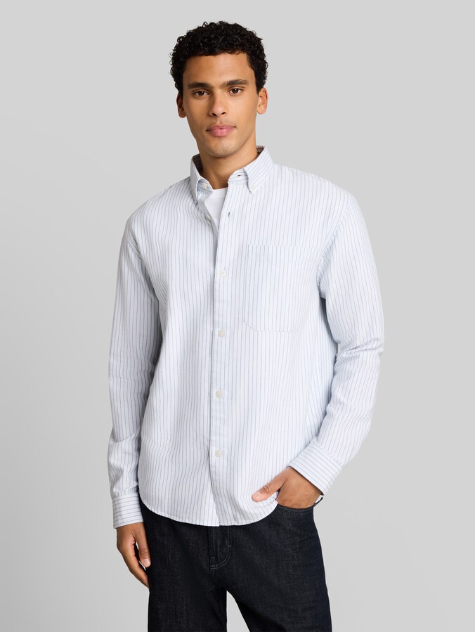 Relaxed Fit Hemd aus Baumwolle von Denim Male, light blue stripe