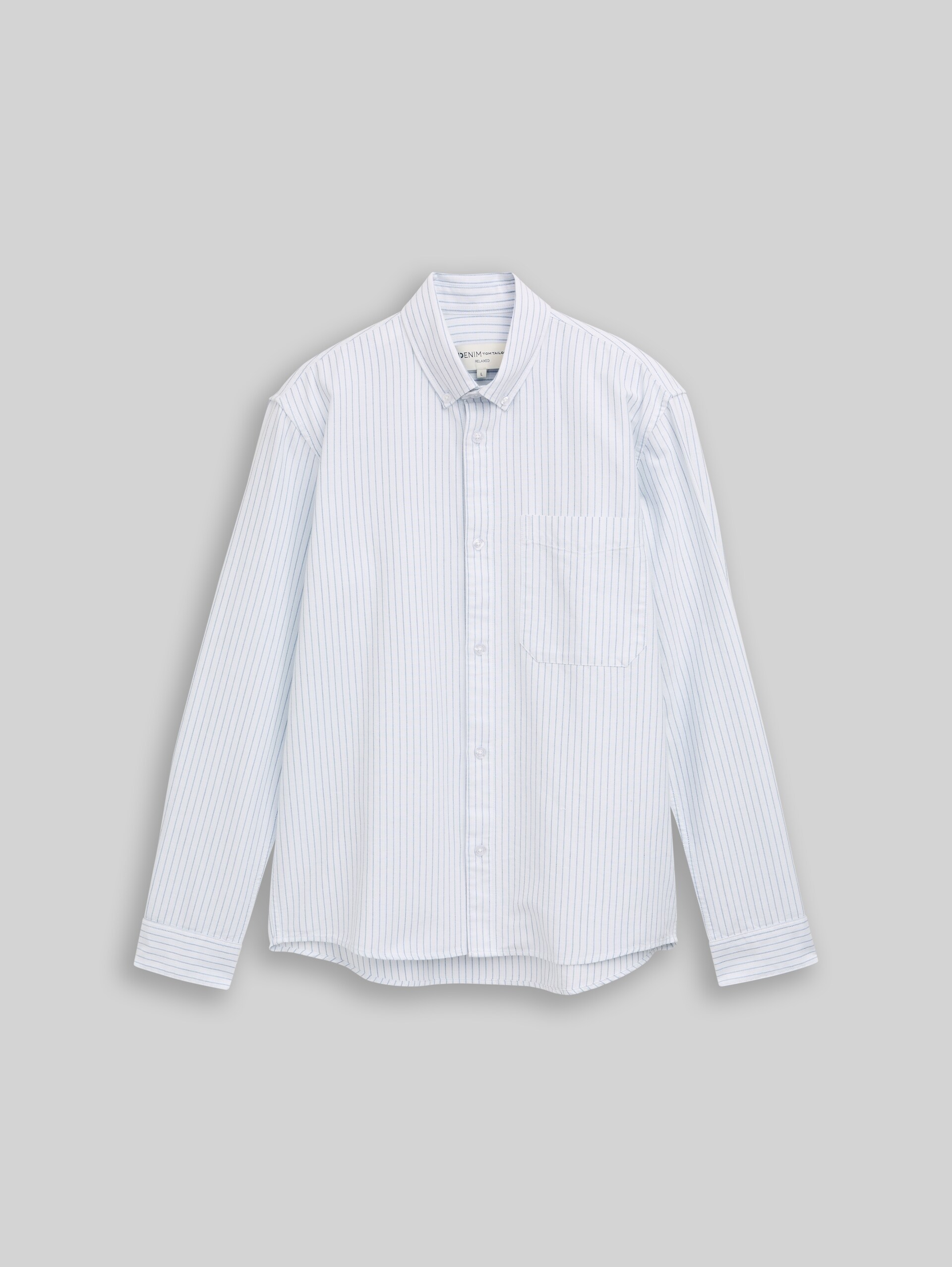 Relaxed Fit Hemd aus Baumwolle - light blue stripe - Vorder-Produkt-Ansicht