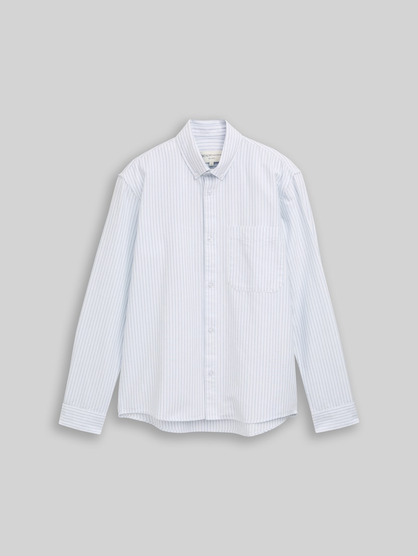 Relaxed Fit Hemd aus Baumwolle von Denim Male, light blue stripe