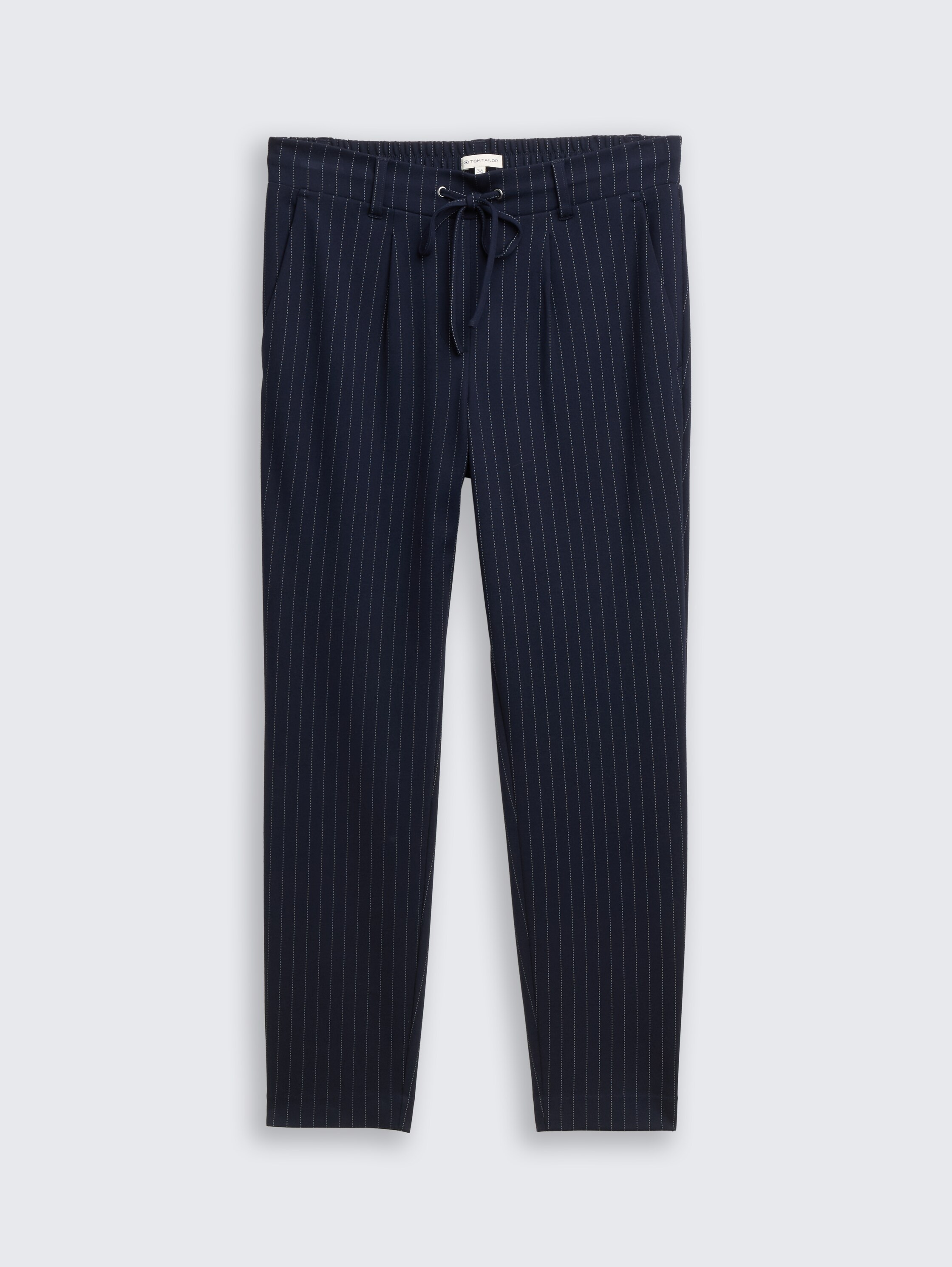 Loose fit broek met krijtstreep - navy white pinstripe - Product vooraanzicht
