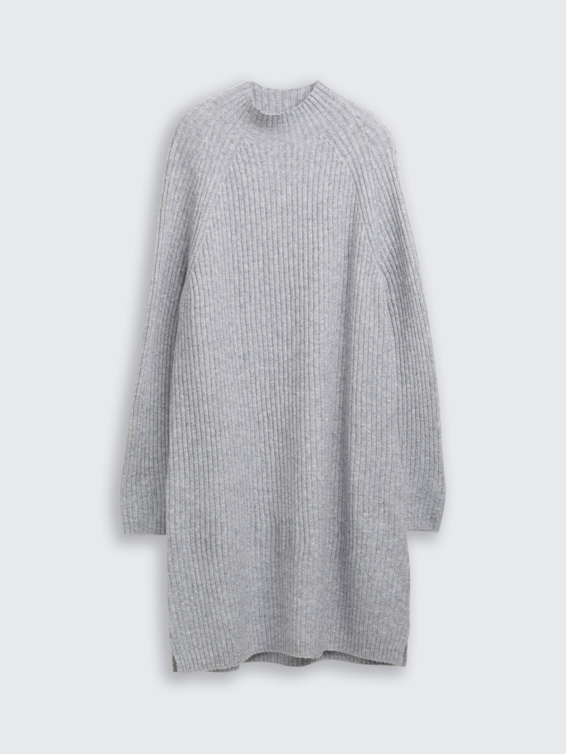 Strickkleid mit Stehkragen - Cement Grey Mélange - Vorder-Produkt-Ansicht