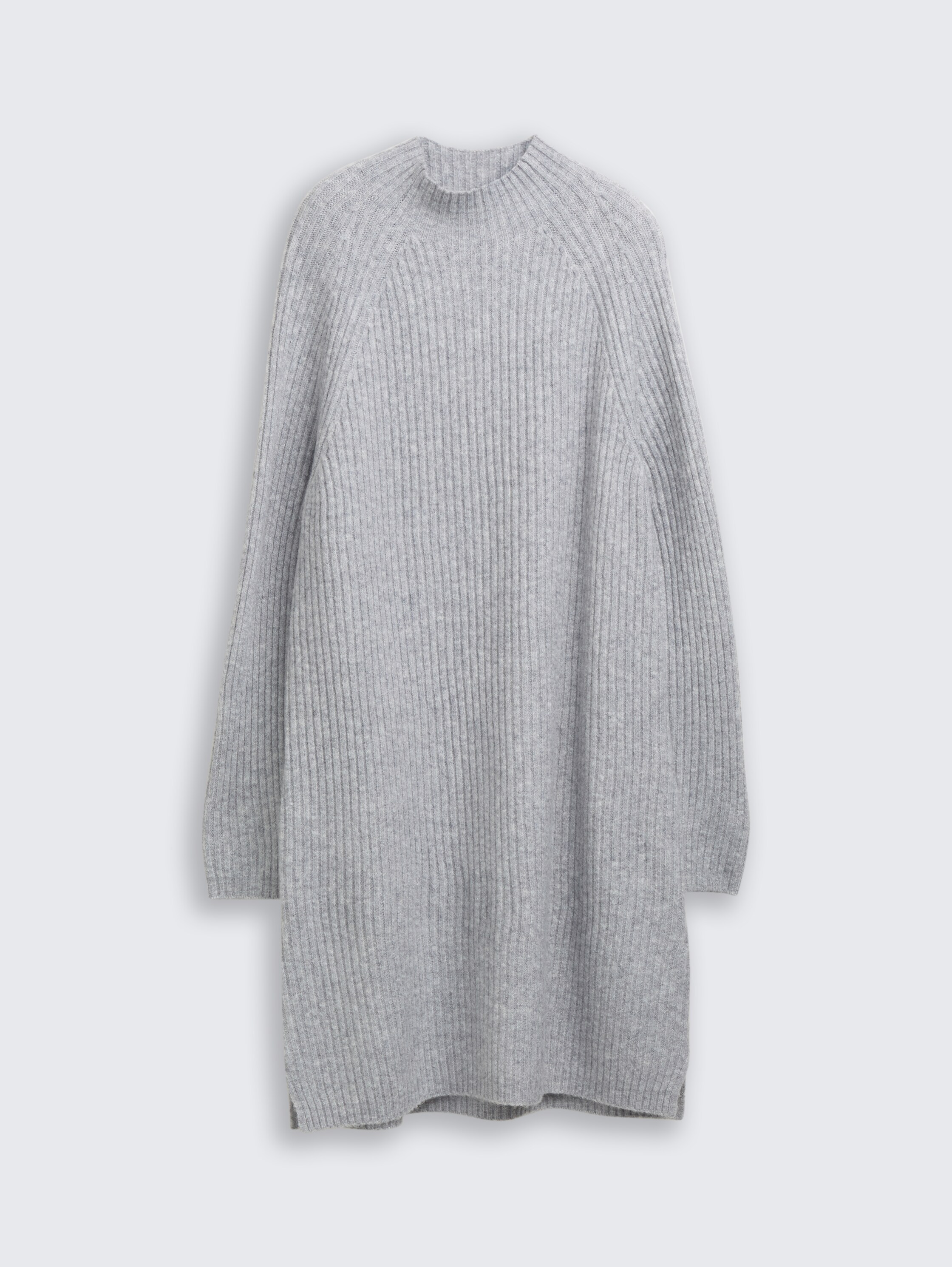 Gebreide jurk met opstaande kraag - Cement Grey Mélange - Product vooraanzicht