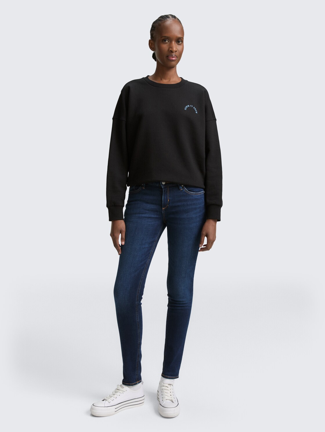 TTJONA SKINNY Jeans - Used Dark Stone Blue Denim - Model-Vorderansicht
