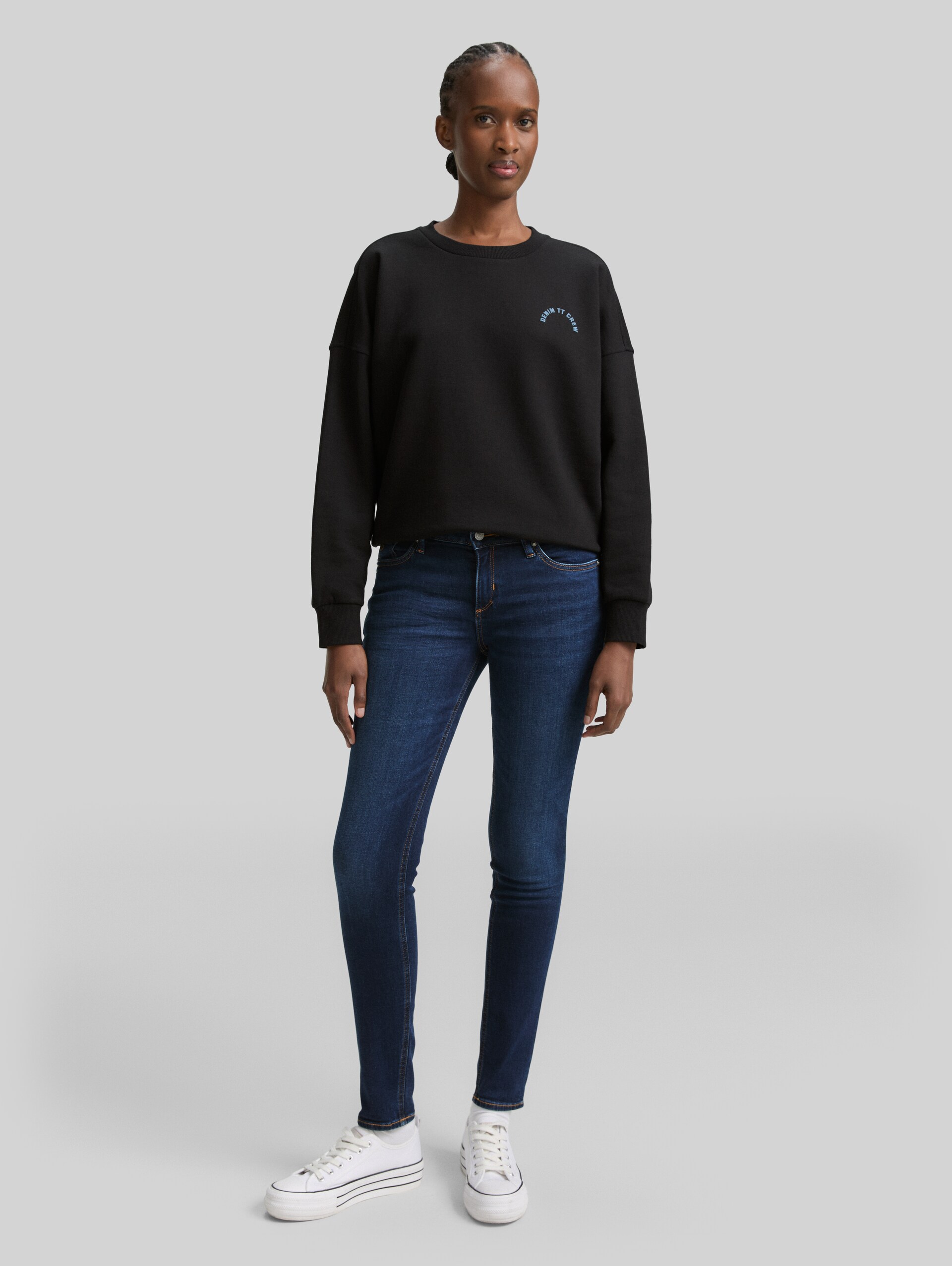 TTJONA SKINNY-jeans - Used Dark Stone Blue Denim - Model vooraanzicht