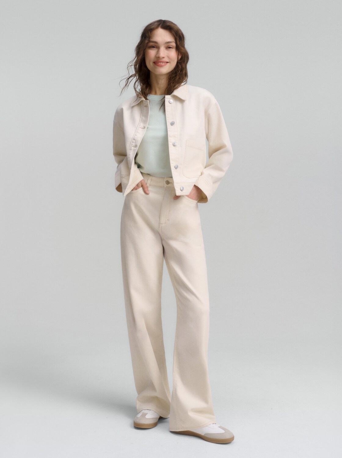 TTLINOU WIDE High-Waisted Jeans - raw offwhite denim