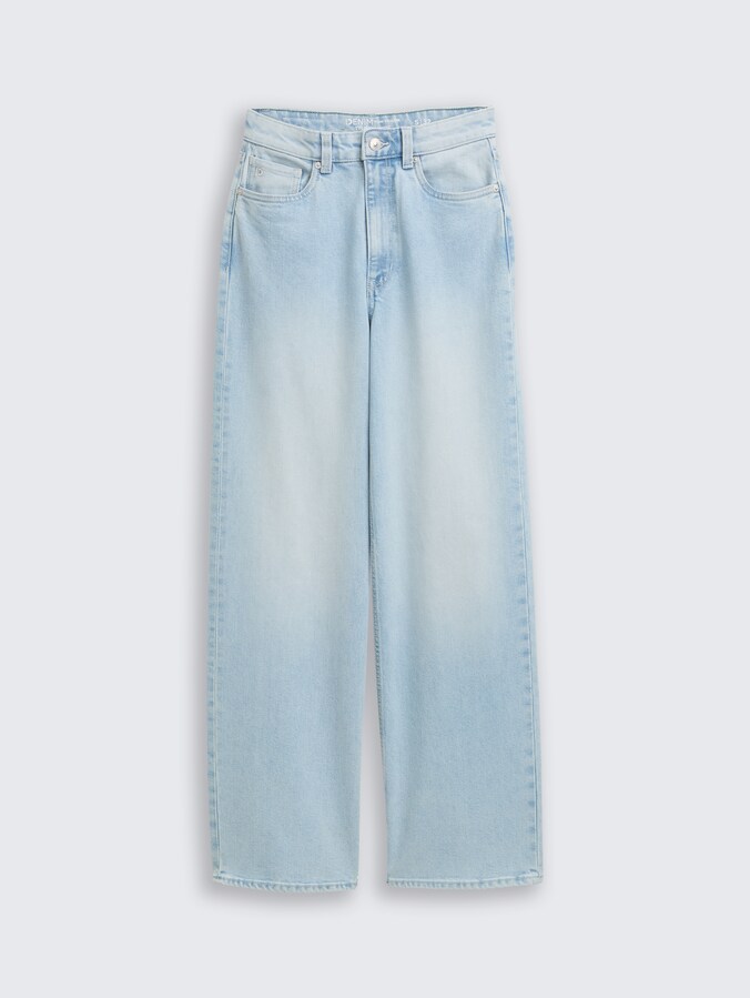 TTLINOU WIDE High-Waisted Jeans by Denim Female, Clean Bleached Blue Denim