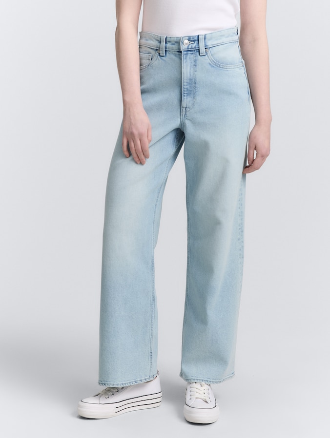 TTLINOU WIDE jeans met hoge taille door Denim Female, Clean Bleached Blue Denim