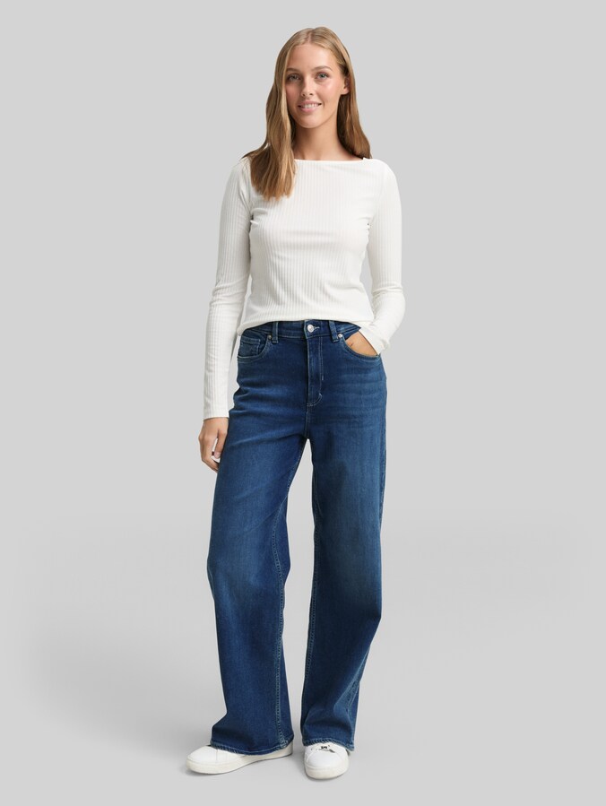 TTLINOU WIDE High Waist Jeans von Denim Female, Used Dark Stone Blue Denim