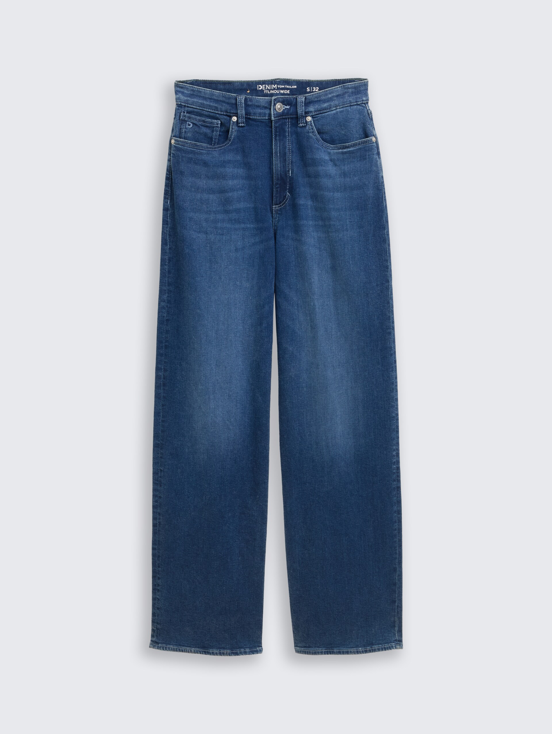 TTLINOU WIDE High Waist Jeans - Used Dark Stone Blue Denim - Vorder-Produkt-Ansicht