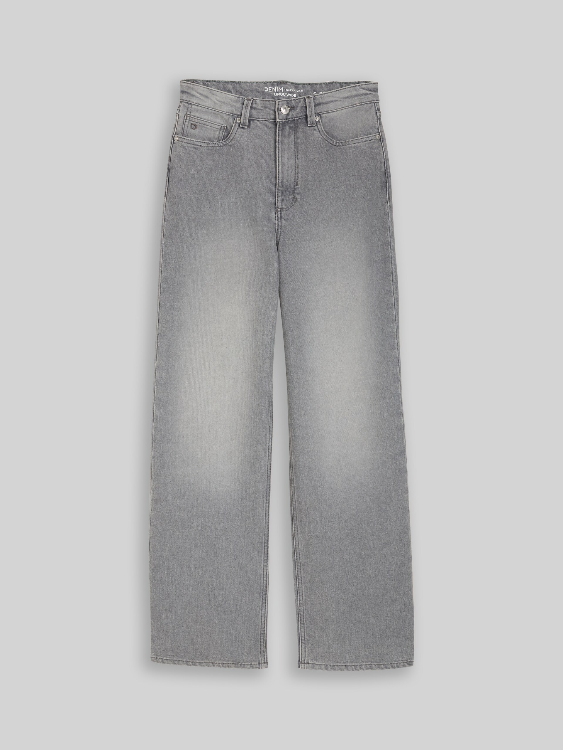 TTLINOU WIDE High-Waisted Jeans - clean light stone grey denim - Front product view