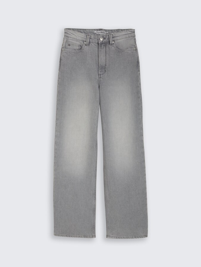 Jean taille haute TTLINOU WIDE par Denim Female, clean light stone grey denim