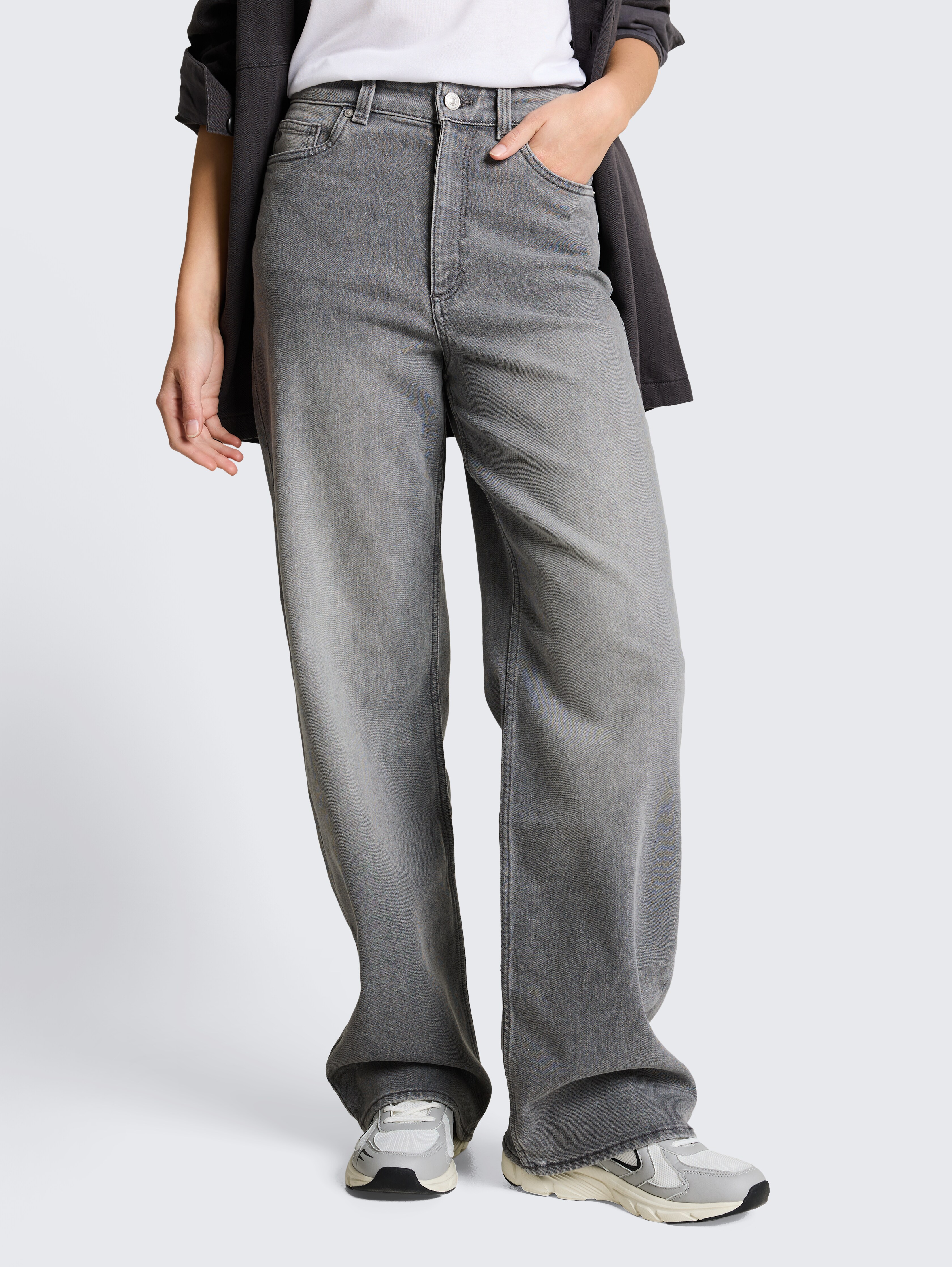 TTLINOU WIDE High Waist Jeans von Denim Female, clean light stone grey denim