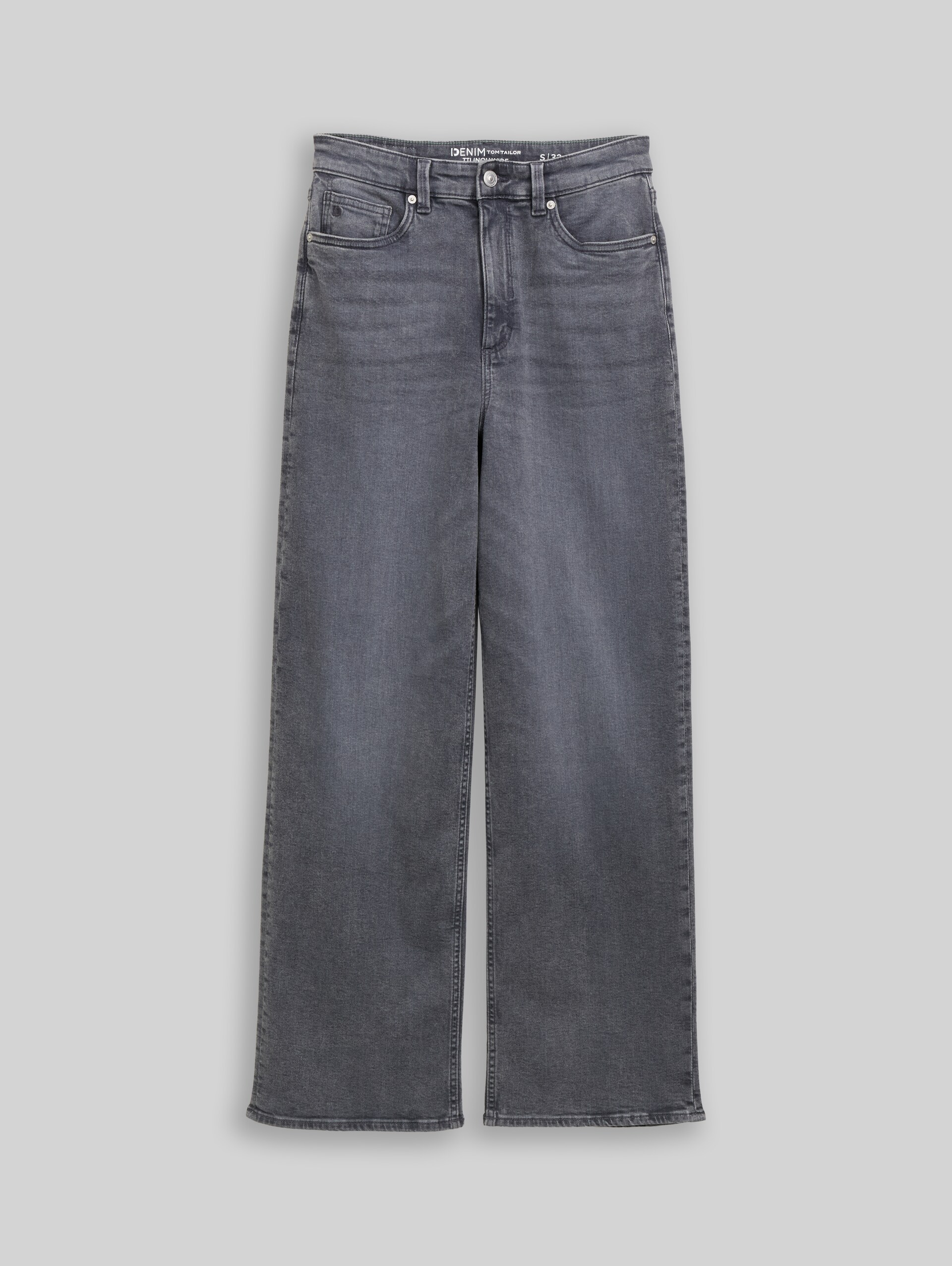 TTLINOU WIDE High-Waisted Jeans - used mid stone grey denim - Front product view