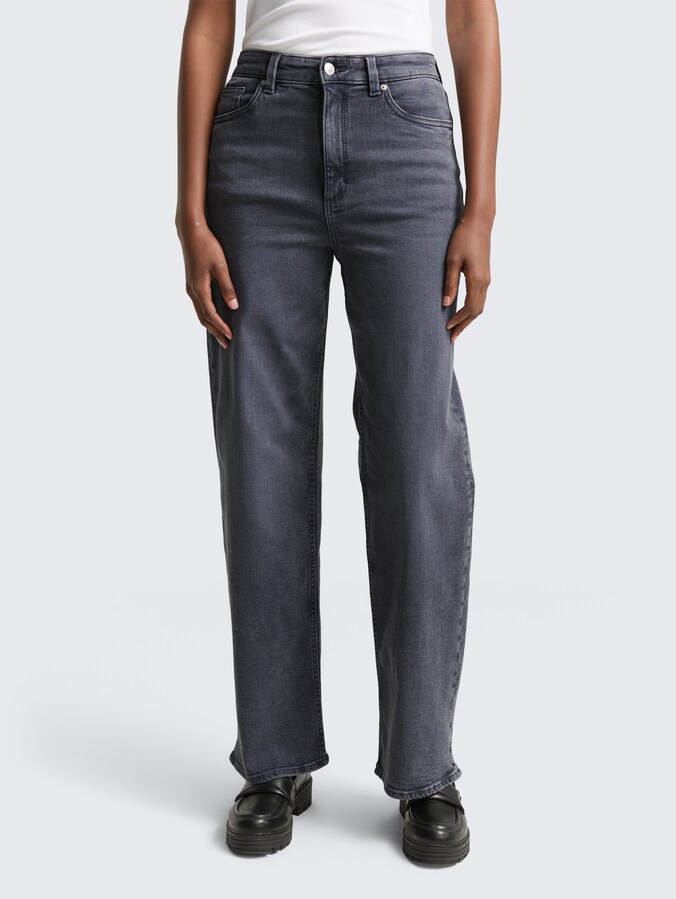 TTLINOU WIDE jeans met hoge taille door Denim Female, used mid stone grey denim