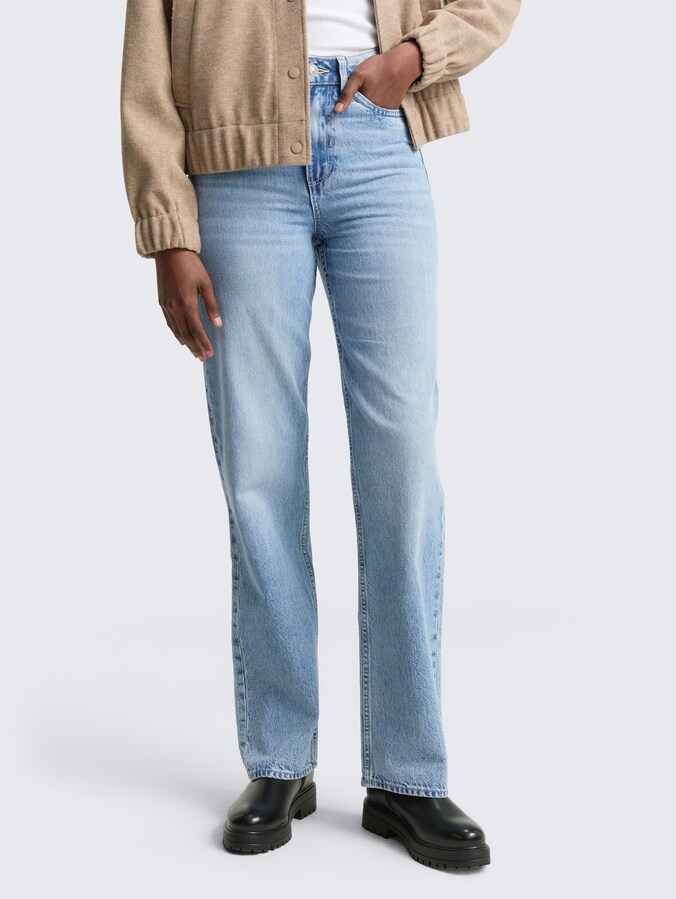 TTELIN Rechte Jeans door Denim Female, Used Mid Stone Blue Denim