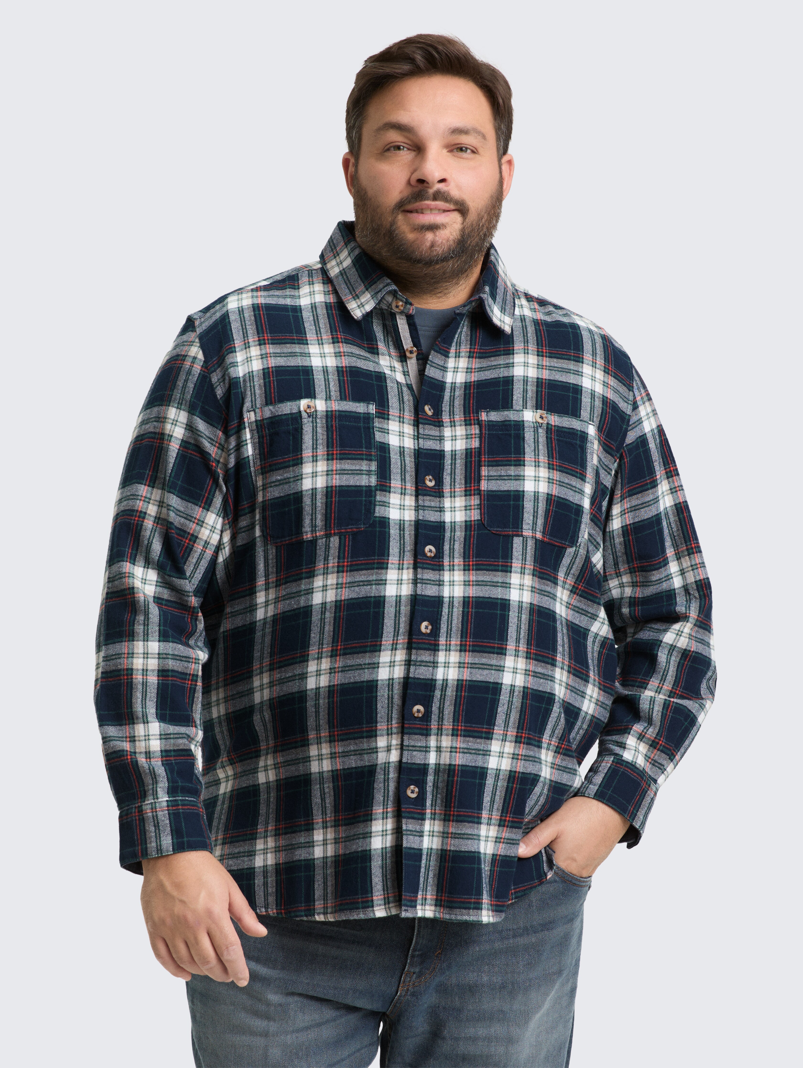 Plus Size - Comfort Fit Flanell-Hemd mit Karomuster von Men Plus Size, navy multicolor check