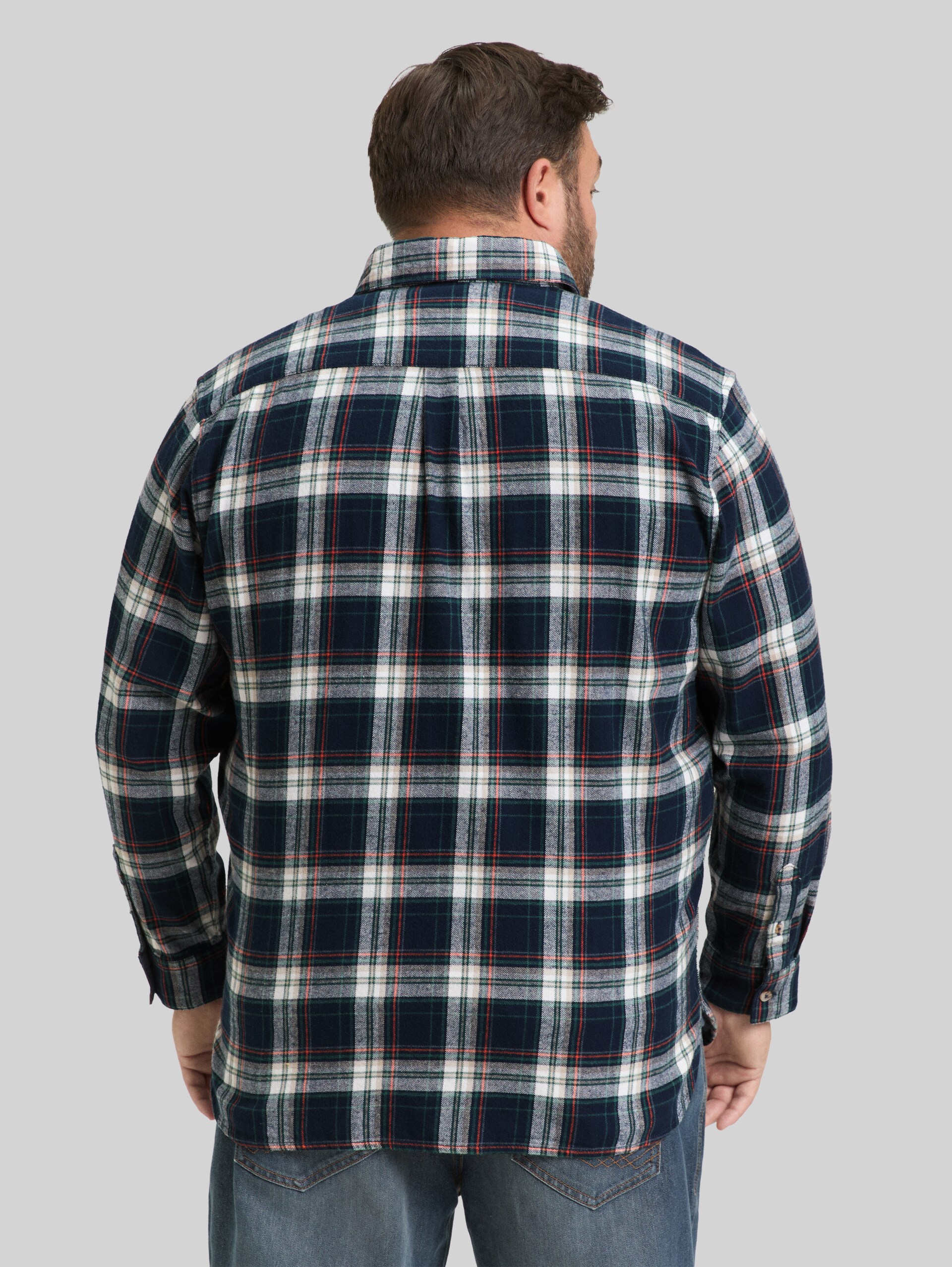 Plus Size - Chemise en flanelle à carreaux, coupe confortable - navy multicolor check - Découpe Vue arrière du modèle