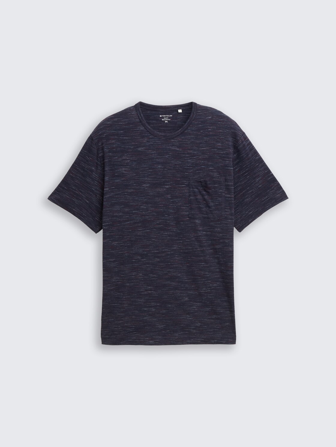 Plus Size - T-shirt in melange look with breast pocket - navy red multi inject - Front product view