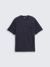 Plus Size - T-Shirt in Melange-Optik mit Brusttasche - navy red multi inject - Vorder-Produkt-Ansicht