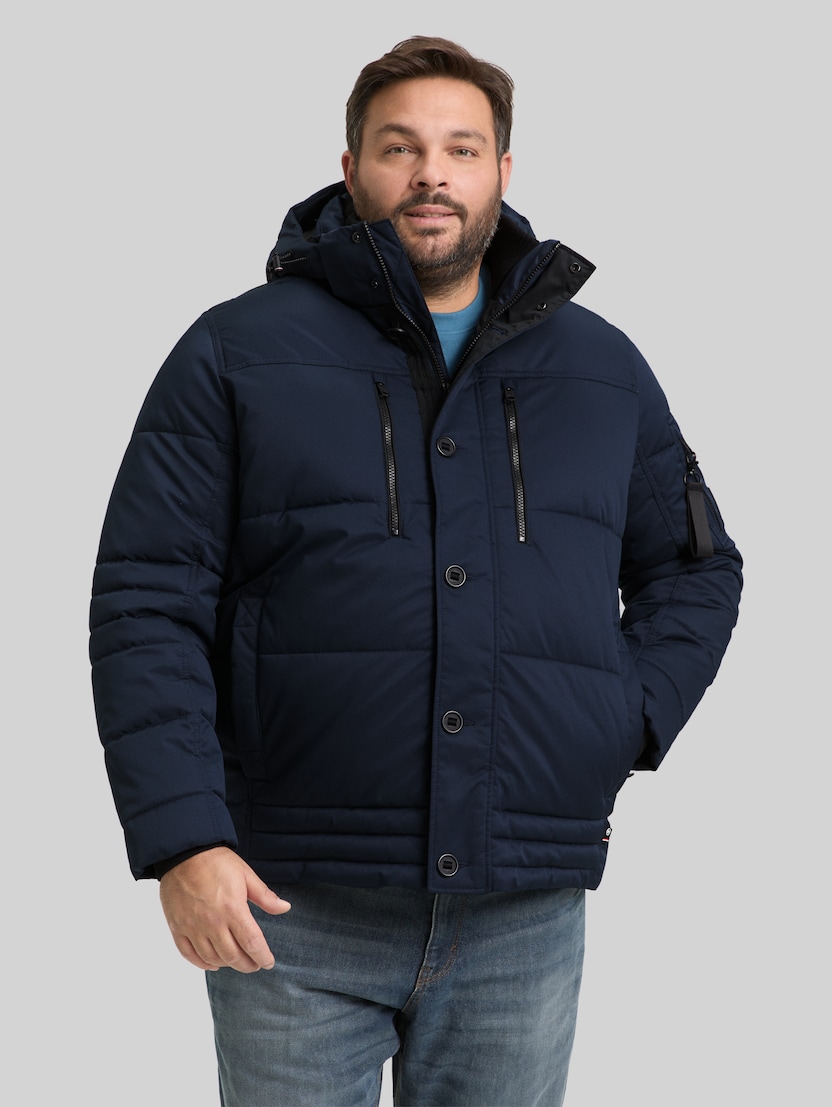 Plus Size - Pufferjas met afneembare capuchon door Men Plus Size, sky captain blue