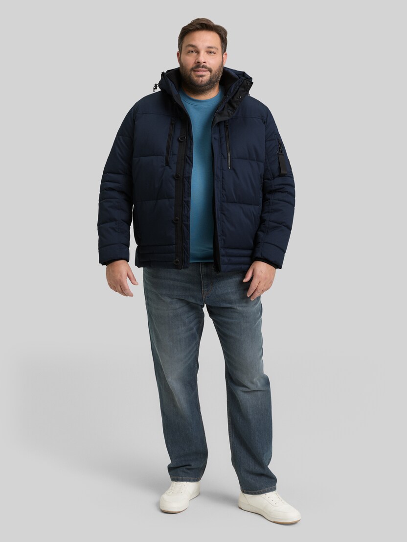 Plus Size - Pufferjacke mit abnehmbarer Kapuze von Men Plus Size, sky captain blue