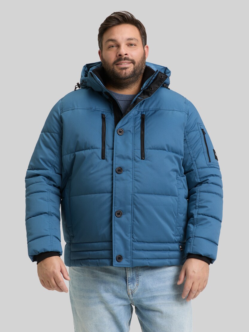 Plus Size - Pufferjacke mit abnehmbarer Kapuze von Men Plus Size, real teal blue