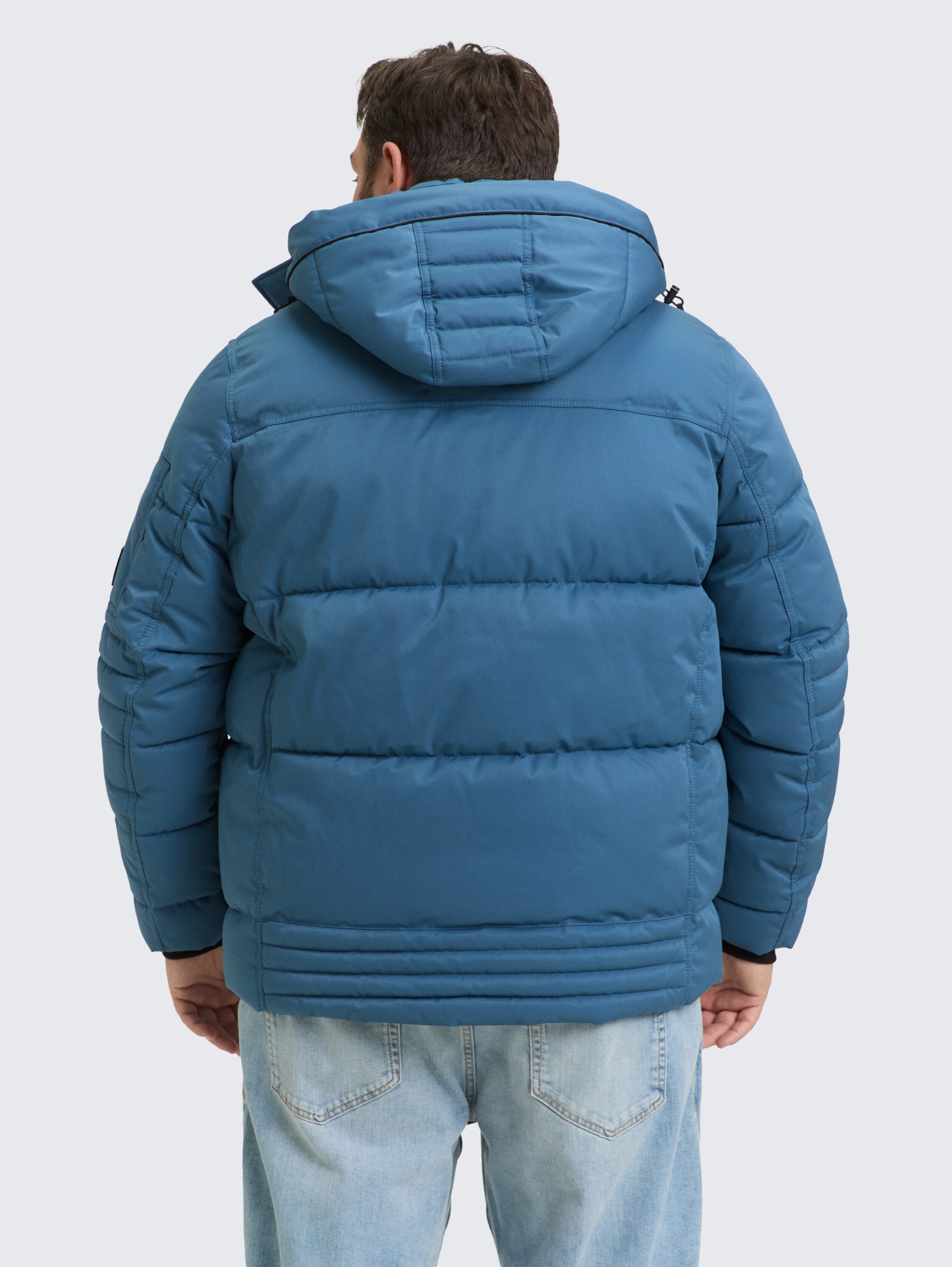 Plus Size - Puffer jacket with detachable hood - real_teal_blue - 