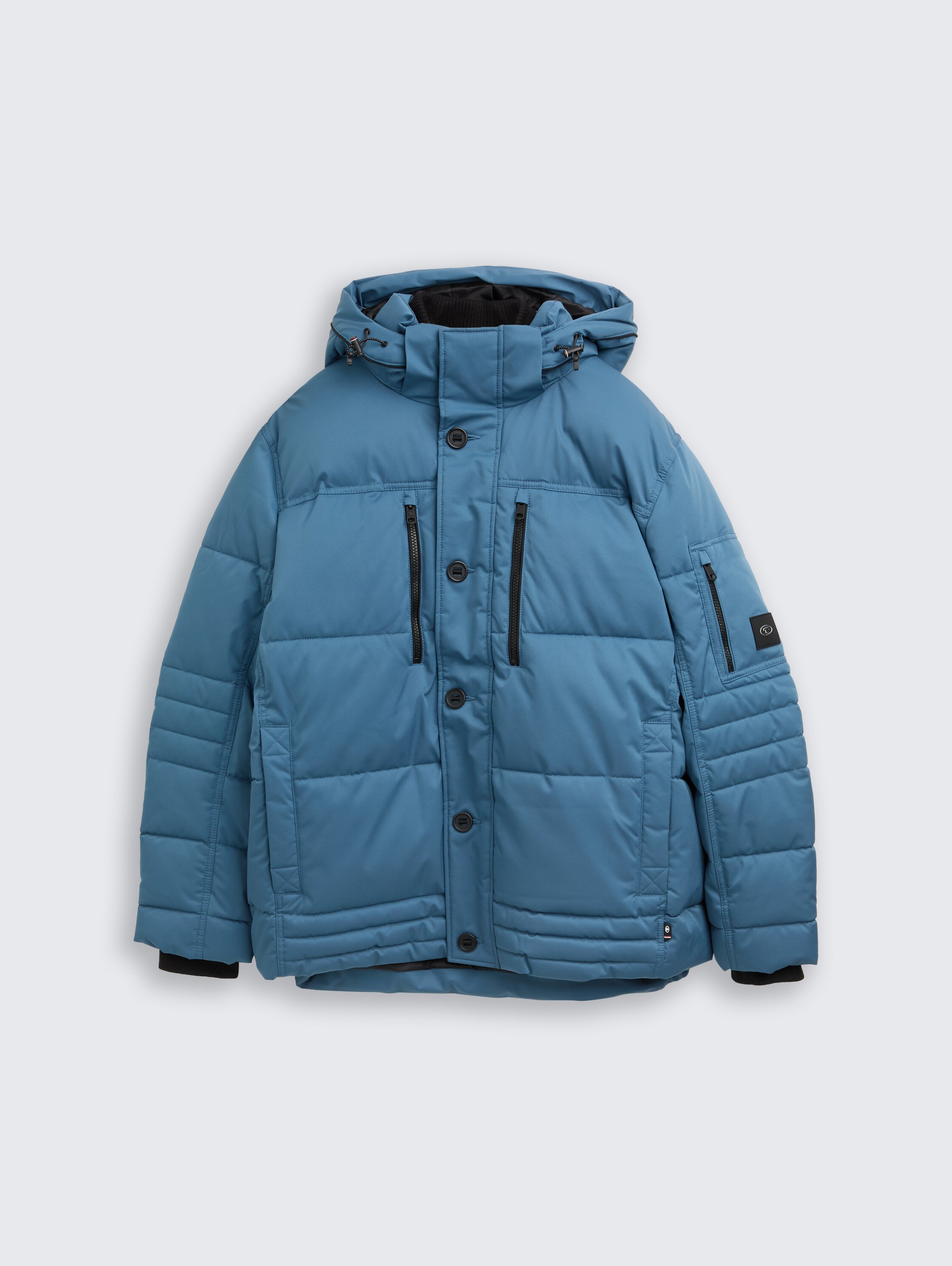Plus Size - Puffer jacket with detachable hood - real_teal_blue - 