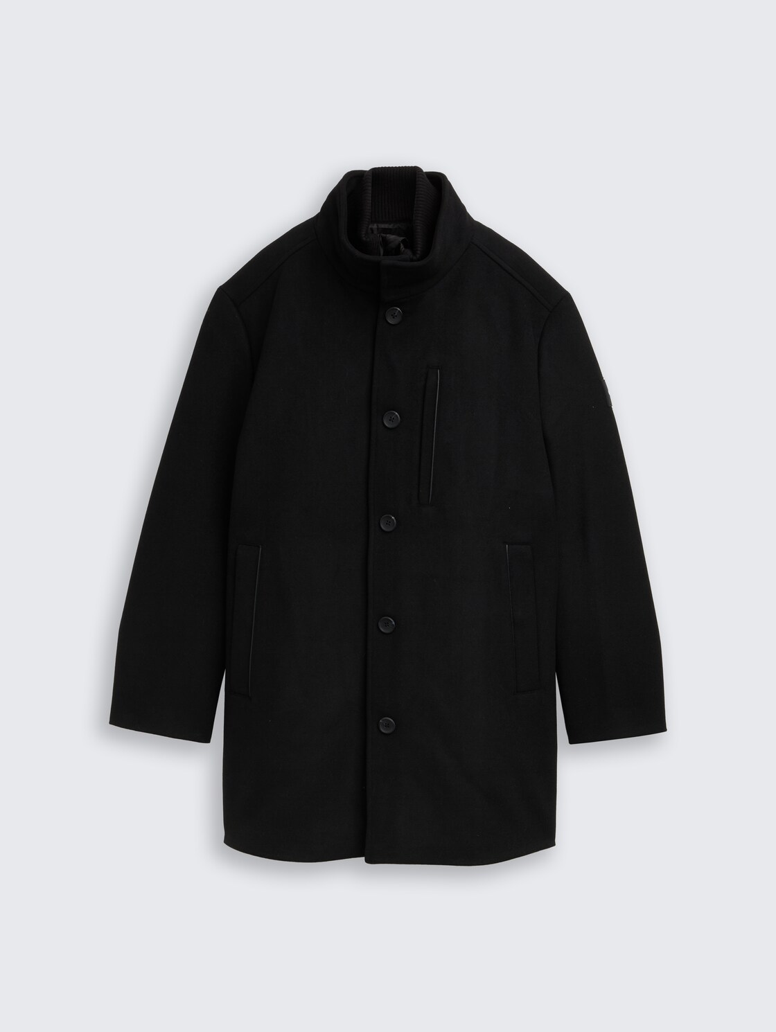 Plus Size - 2-in-1 Wollmantel mit abnehmbarer Innenjacke - Black - Vorder-Produkt-Ansicht