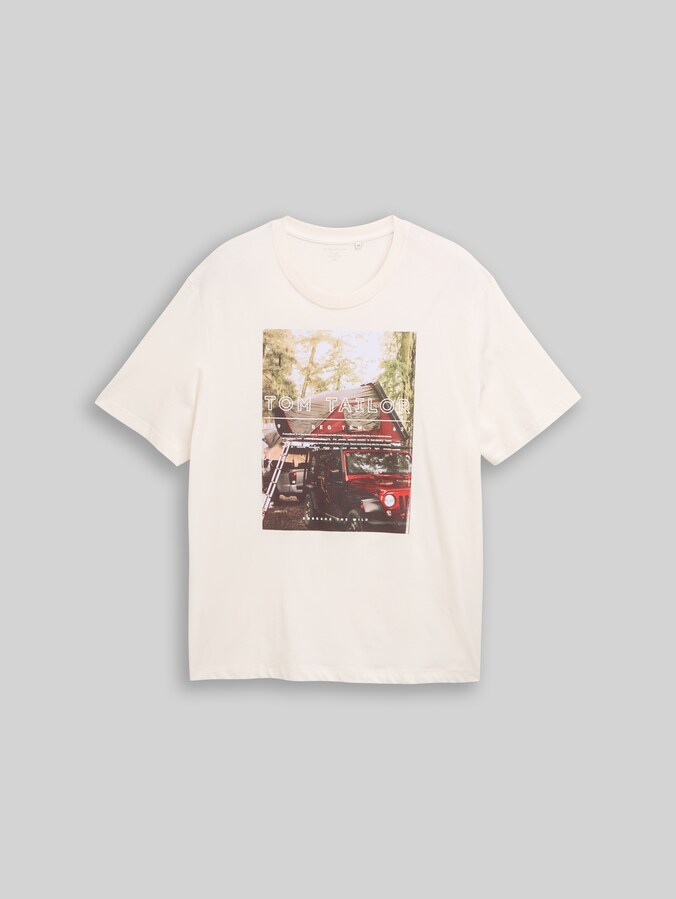 Plus Size - T-Shirt mit Fotoprint von Men Plus Size, Gardenia White