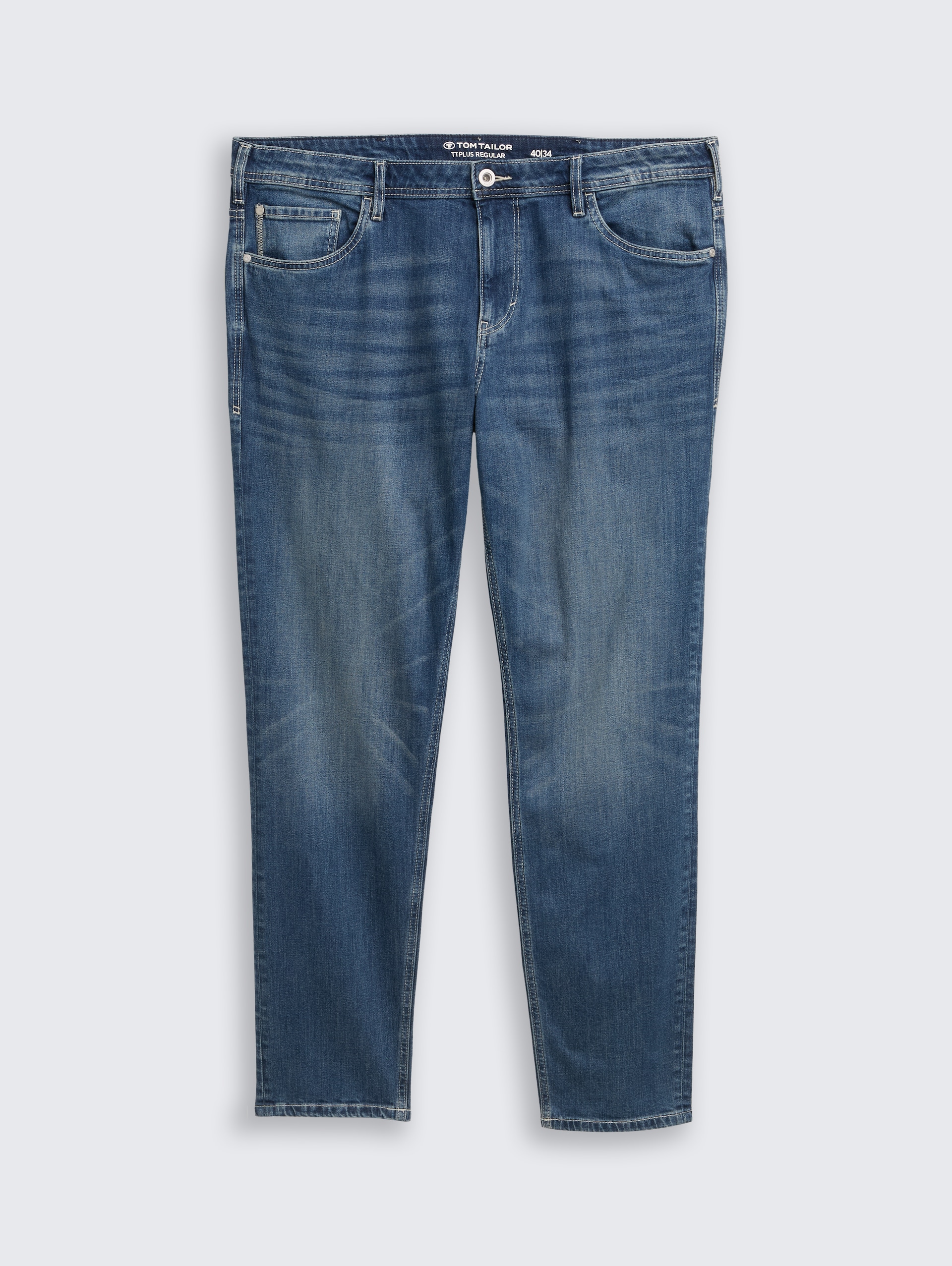 Plus Size - TTPLUS REGULAR Jeans mit Stretch - Used Mid Stone Blue Denim - Vorder-Produkt-Ansicht