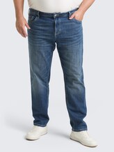 Plus Size - TTPLUS REGULAR Jeans mit Stretch - Used Mid Stone Blue Denim - Ausschnitt Model-Vorderansicht