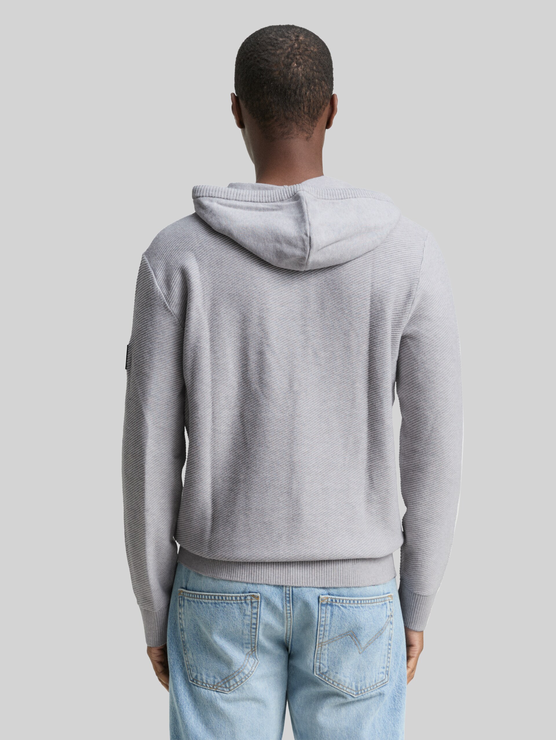 Strickpullover mit Kapuze - Light Stone Grey Melange
